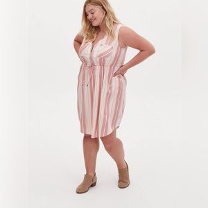 Mini Challis Zip-Front Shirt Dress